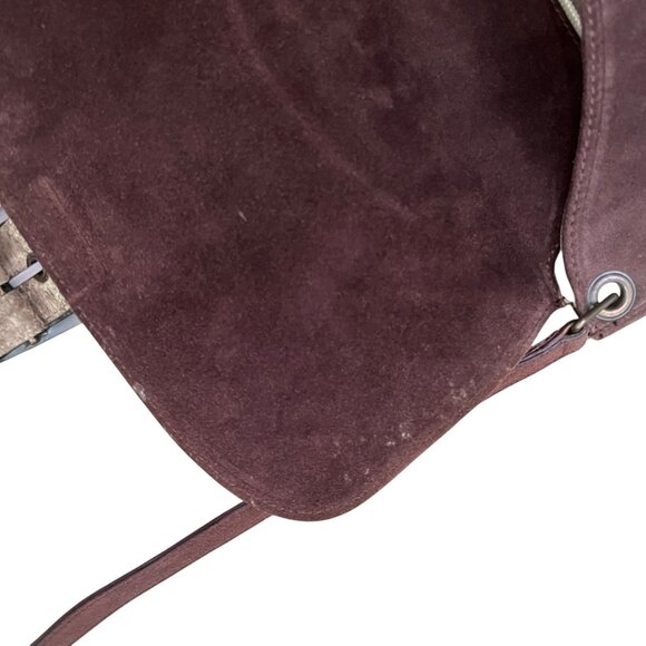 Patrizia Pepe Suede Leather Flap Buckle Crossbody Satchel‎ Brown Western Boho - Picture 16 of 16